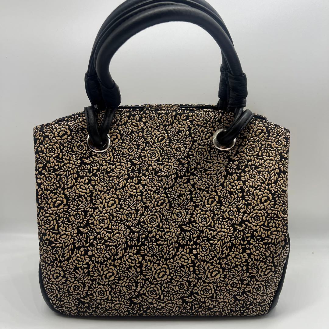 未使用 定価13万 CRESCEND 和装用バッグ 黒とベージュの薔薇 印伝