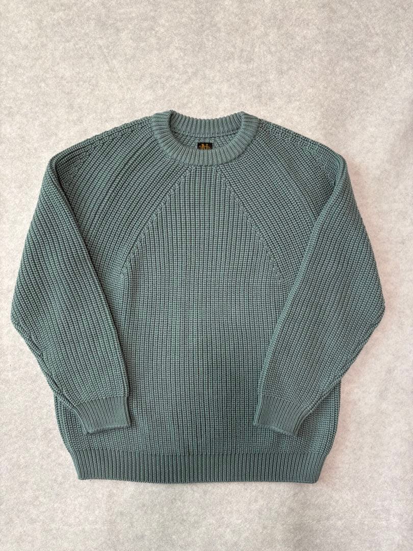 BATONER グリーン リブ編み セーター BATONER グリーン リブ編みニット