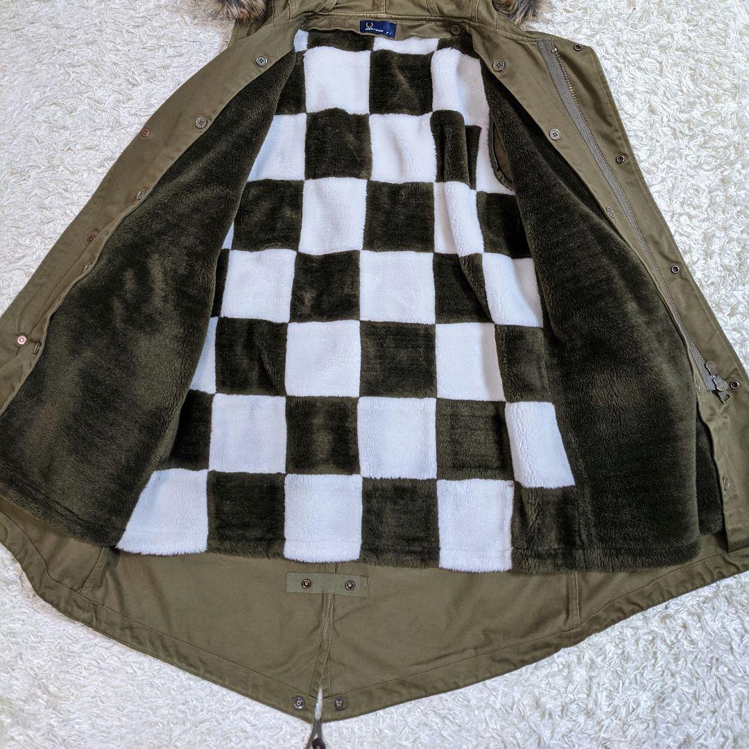 フレッドペリー モッズコート チェック 市松模様 ファー ライナー