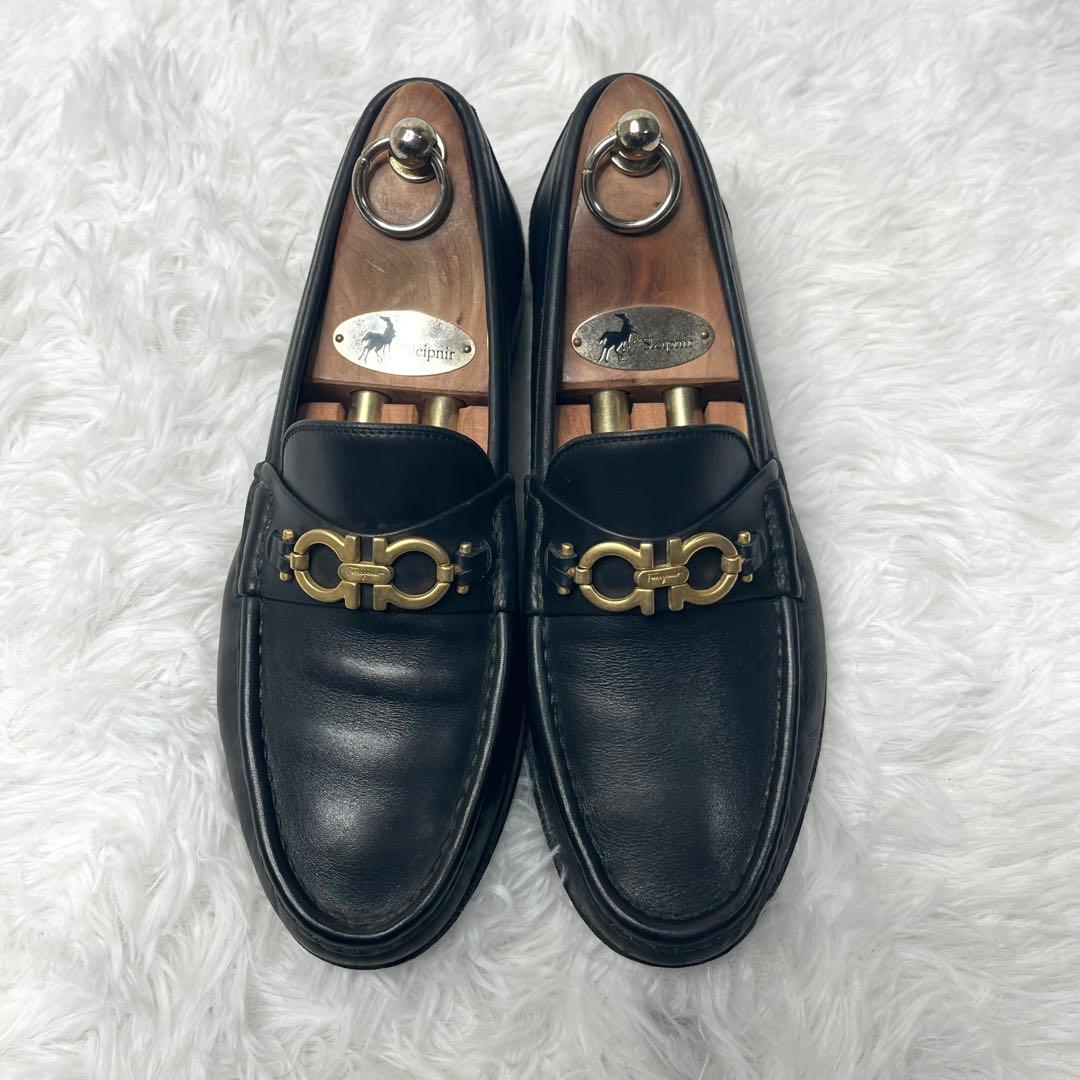 【美品】 フェラガモ ガンチーニ ビットローファー 25.5cm ゴールド 金