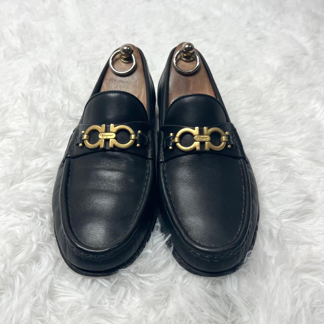 【美品】 フェラガモ ガンチーニ ビットローファー 25.5cm ゴールド 金