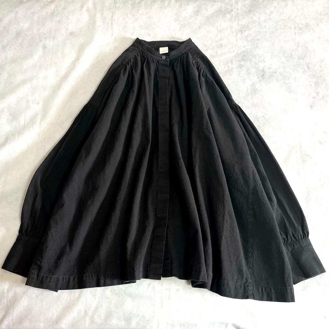 かぐれ コットンギャザースタンドカラーブラウス sizeフリー 黒 かぐれ（カグレ）の「コットンギャザースタンドカラーブラウス（シャツ