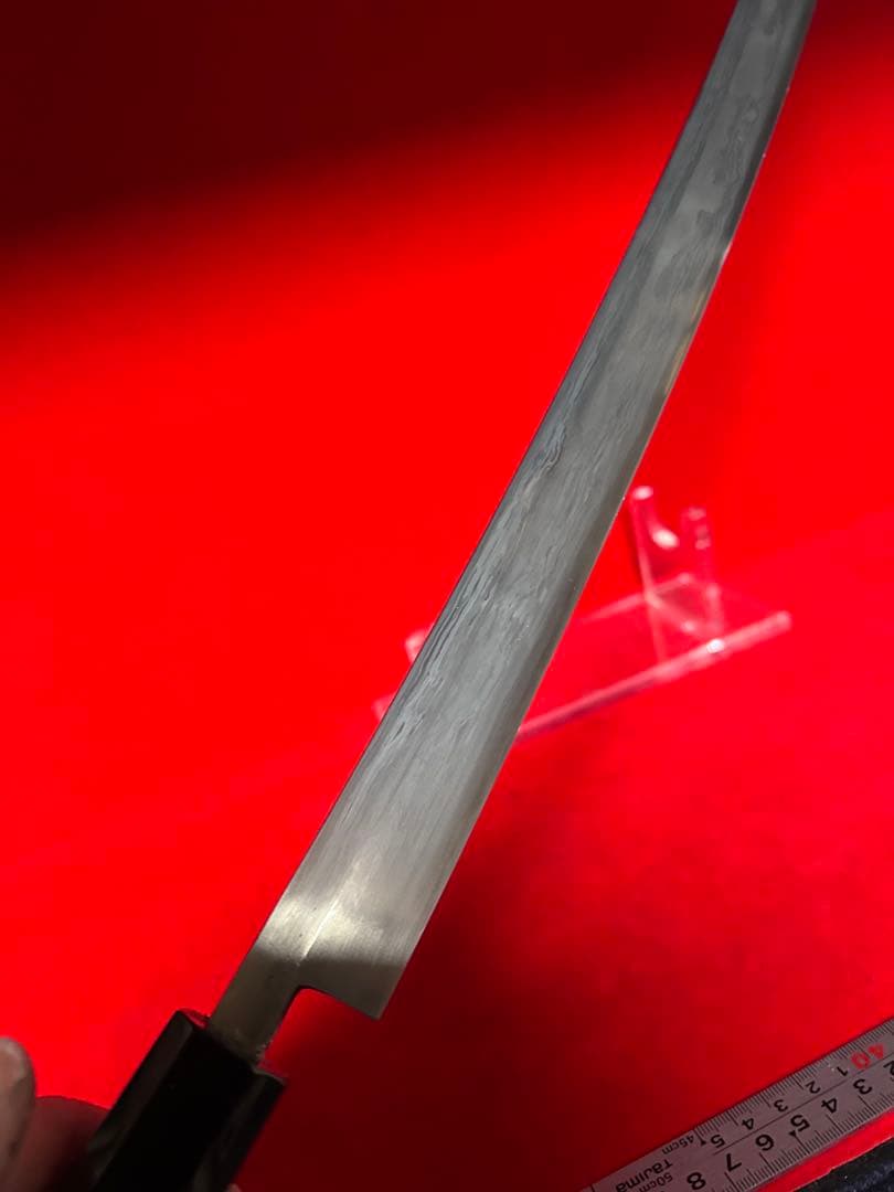 01589 包丁 マグロ包丁 超美品 刃文綺麗 墨流し 地肌綺麗 未使用品