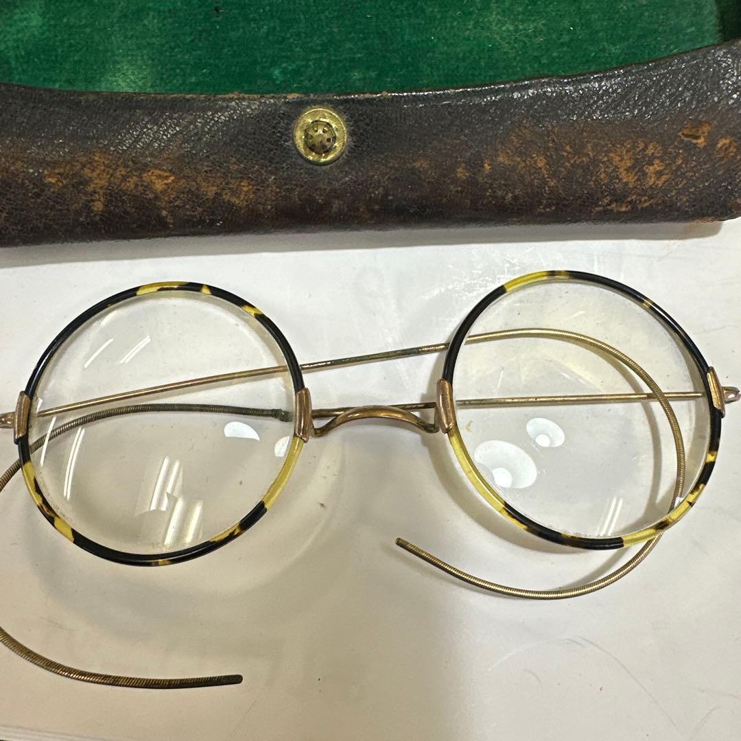 k5金，金製，水晶，眼鏡，鼈甲，金工，江户，インテリア，ケースと丸型