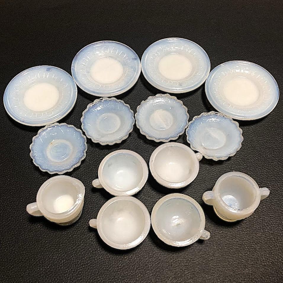 ままごと ティーセット 乳白 ガラス 玩具 検）ペロペロ 金平糖