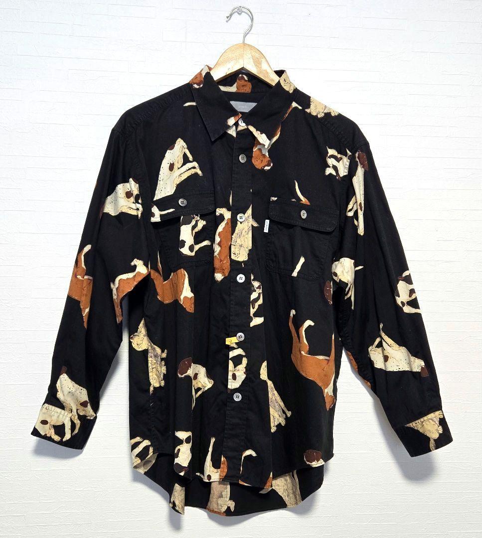 POWDER 犬プリント 長袖シャツ 黒 ヴィンテージ パウダー 下迫秀樹