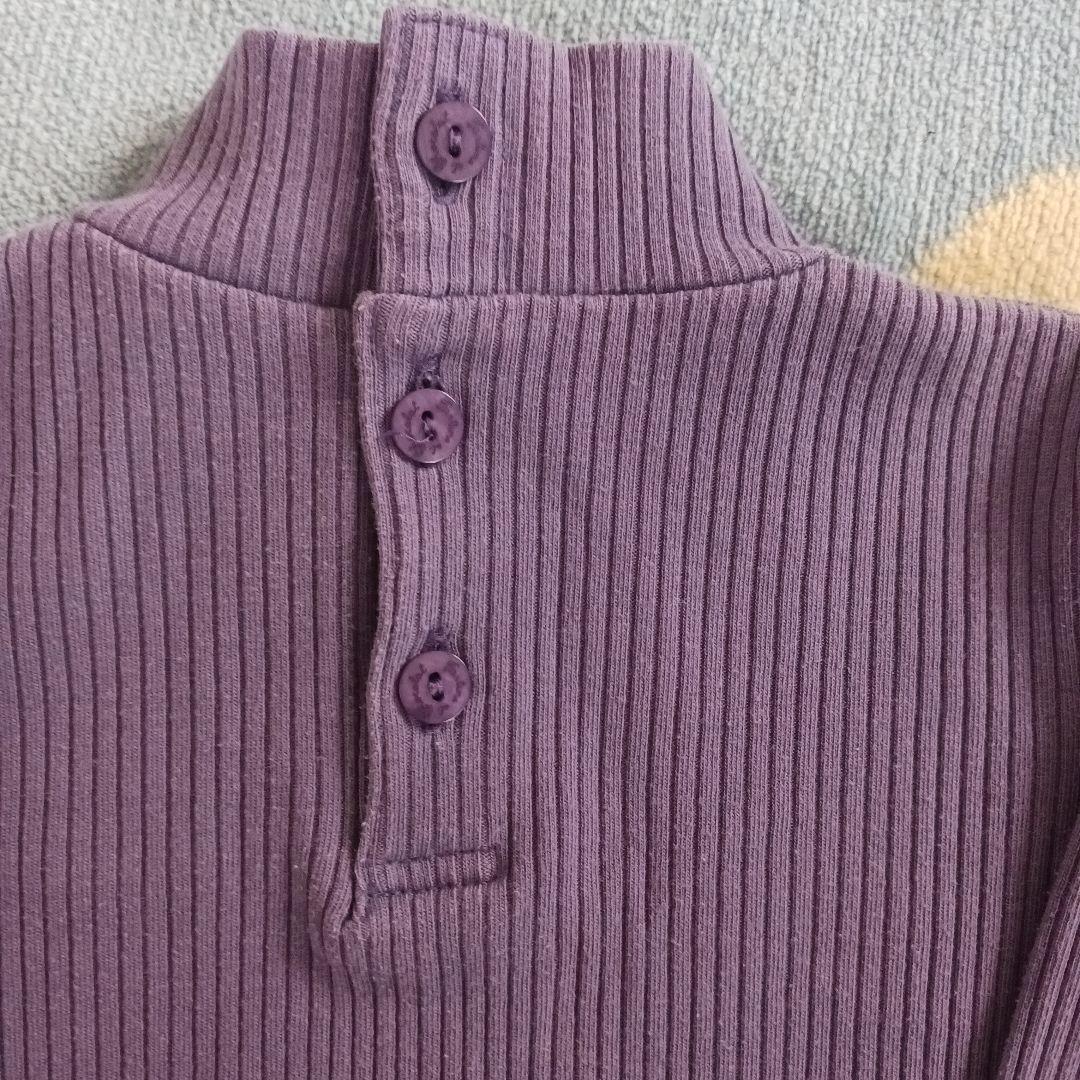 パープルリブ編みハイネックトップス - メルカリ