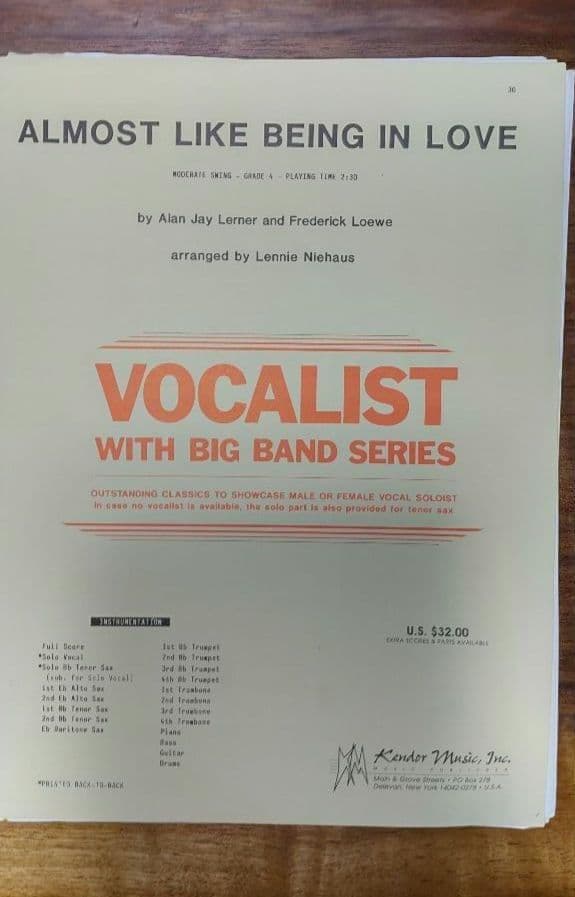 ボーカル　ビッグバンド譜面：ALMOST LIKE BEING IN LOVE ボーカル ビッグバンド譜面：ALMOST LIKE BEING IN LOVE ボーカル