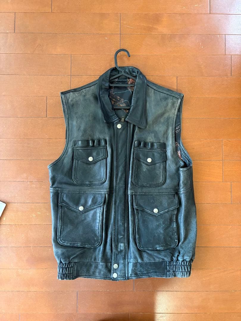 本革】pacita レザーベスト ブラック マルチポケット ヴィンテージ感