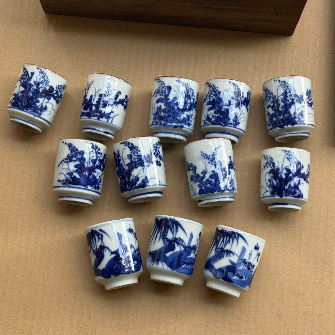 明治時代 瀬戸 染付 時代 湯呑 22点セット 茶道具