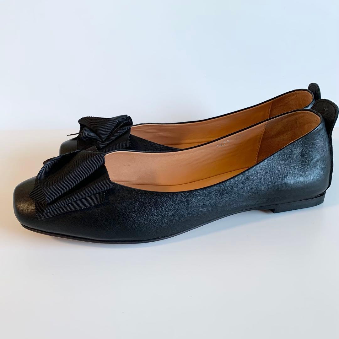 LANVIN en Bleu リボンモチーフ パンプス フラットシューズ25cm