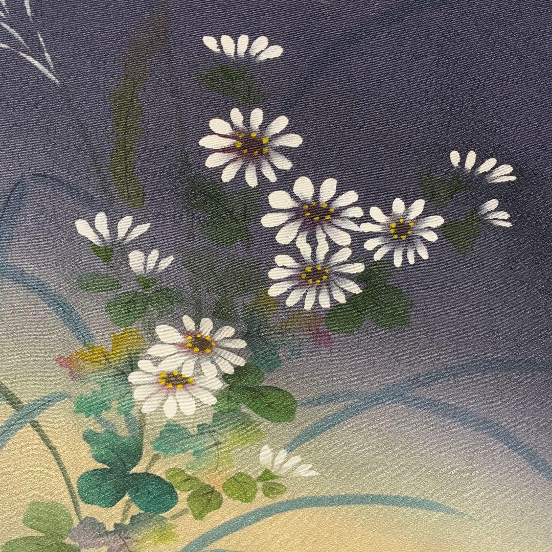 D316 訪問着 手描き花模様 正絹 着物 袷 しつけ糸付き未使用極美品