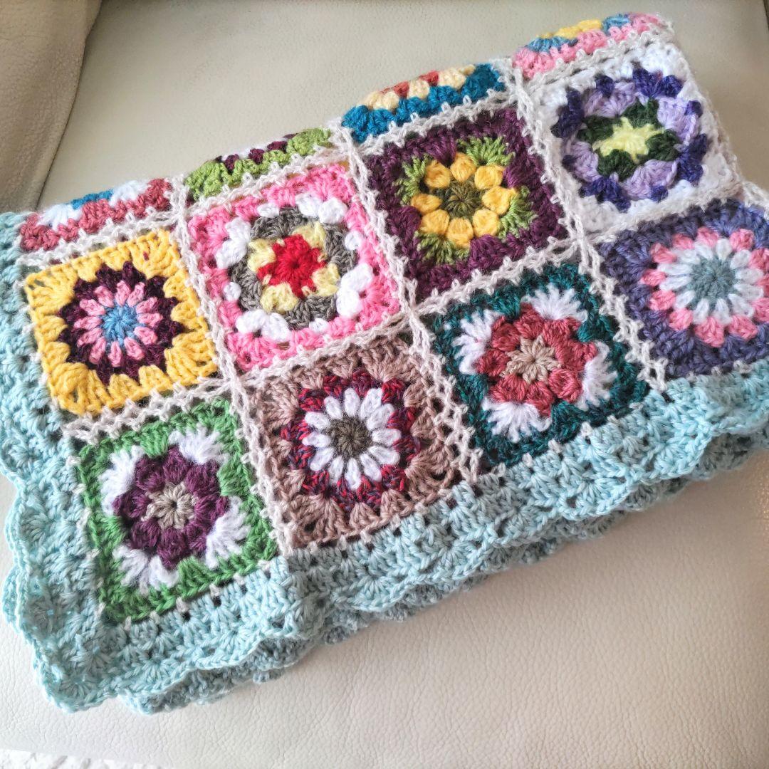 ひとみっちさま専用✩.*˚手編みブランケット☆ティファニーブルー