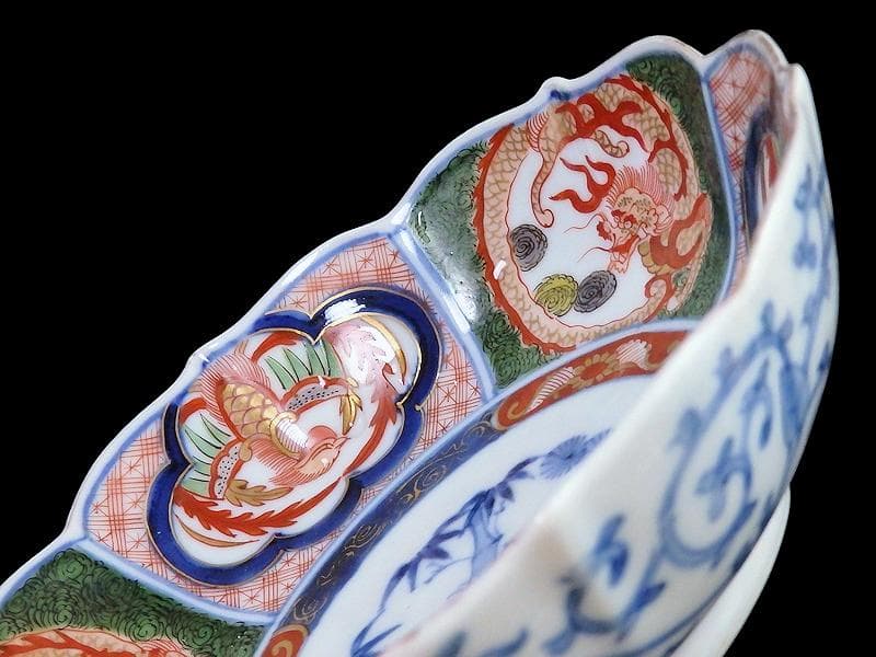 大聖寺伊万里 金襴手 団龍紋に鳳凰の図 膾皿 N514AS-CVq - メルカリ