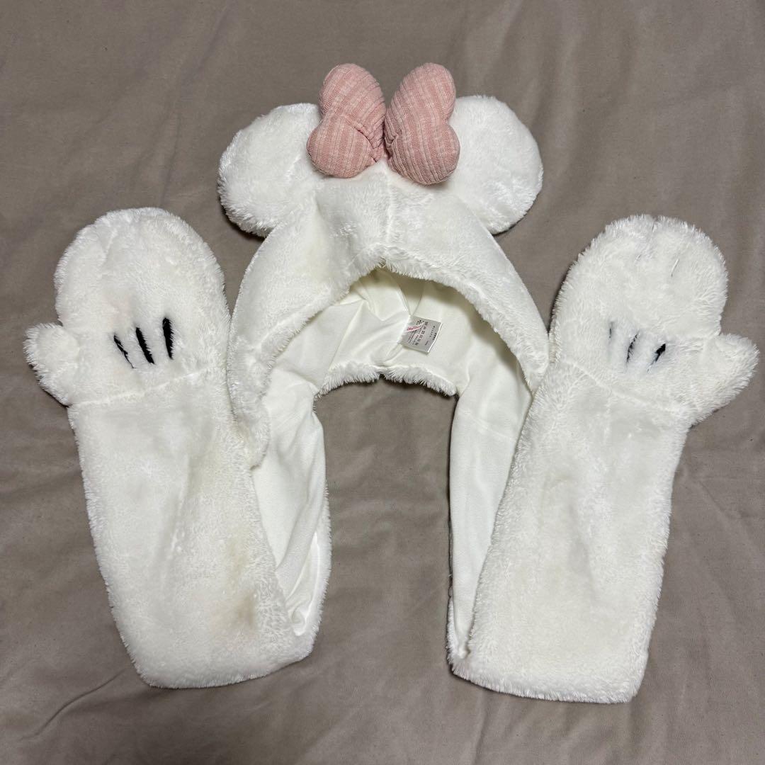 ディズニー ミニー マフラーファンキャップ 白 ホワイト - メルカリ