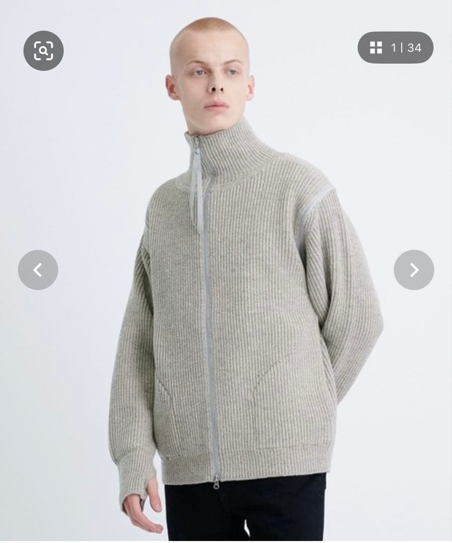 jieda 2ウェイ　ドライバーズニット グレー 2023FW JieDa / 2WAY ZIP UP KNIT - compass 新潟 | CMEinc. online store