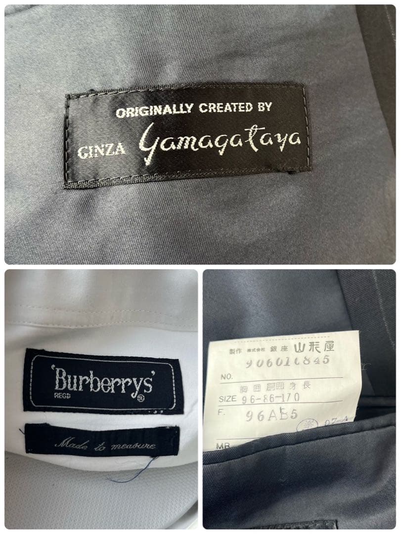 90s 豪華5点セット ダブルスーツ シャツ YSLネクタイ ピンズ ネイビー