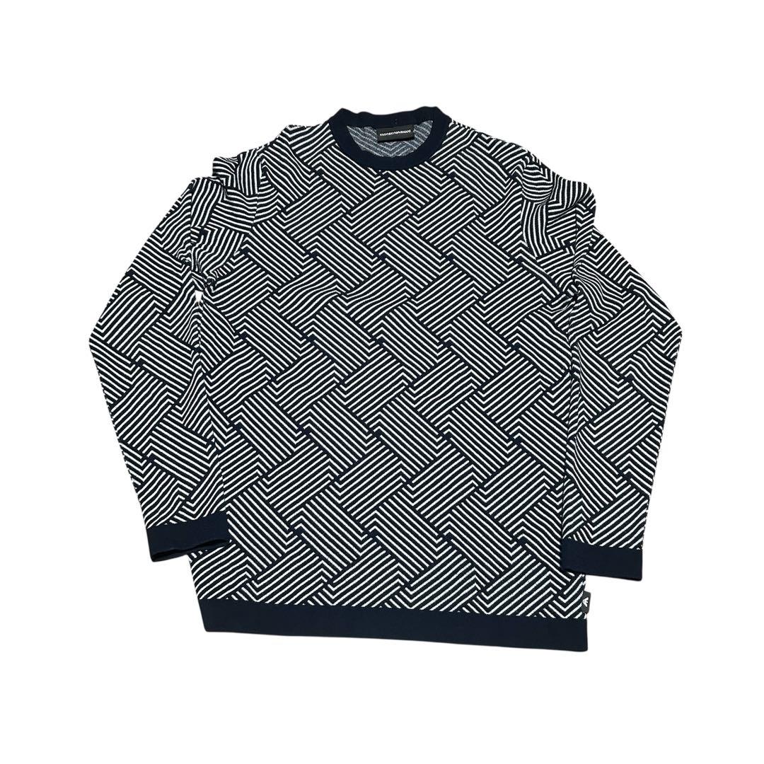 EMPORIO ARMANI 幾何学模様 ニット 紺 archive - メルカリ