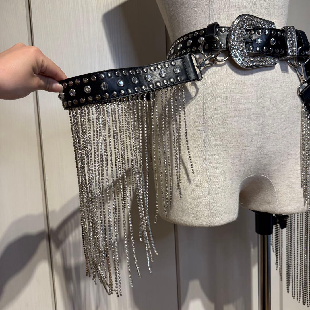 値下げ】ベルト ギラギラ キラキラ ラメ スタッズ ストーン ロック パンク