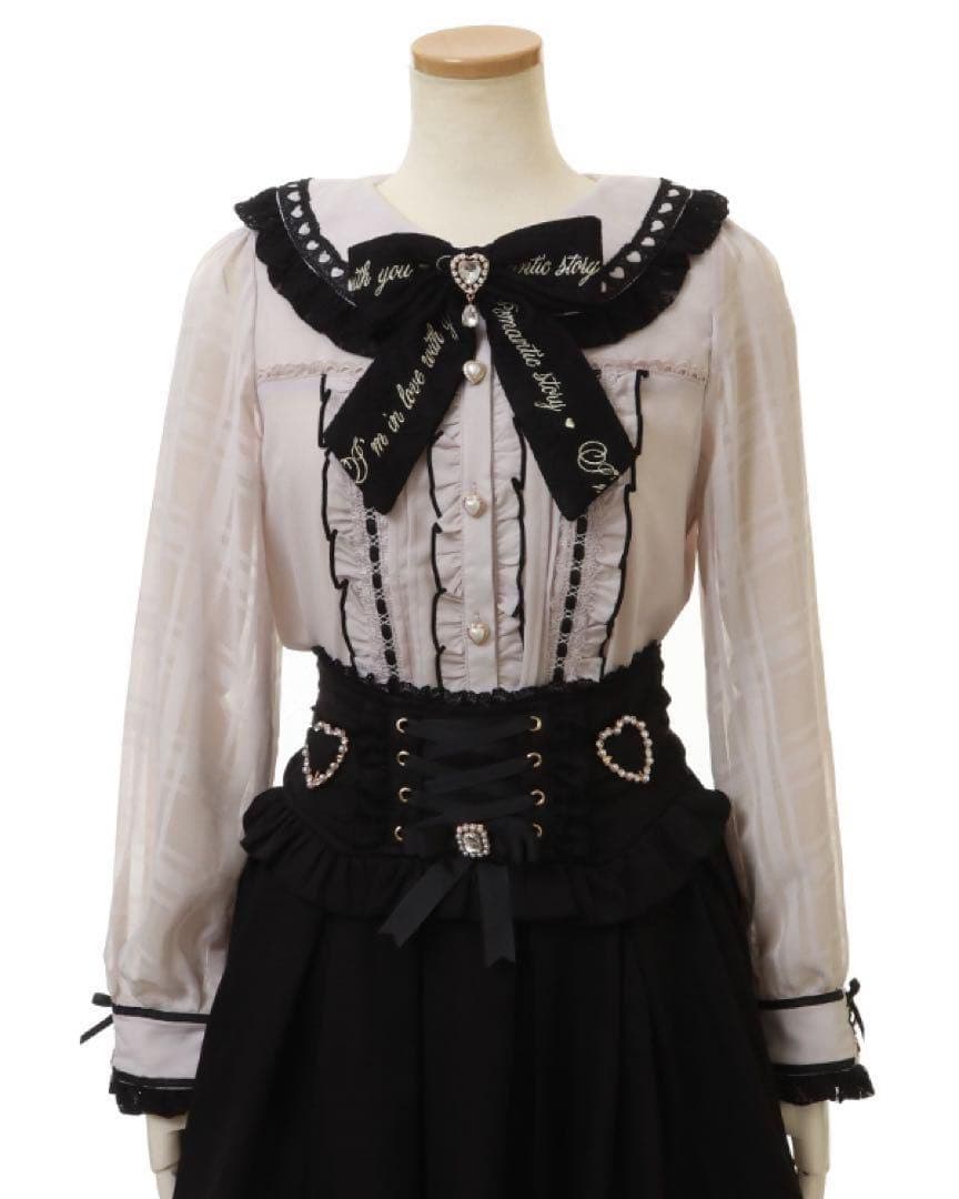 LIZLISA リズリサ ハートレース襟ブラウス ピンク×ブラック - メルカリ