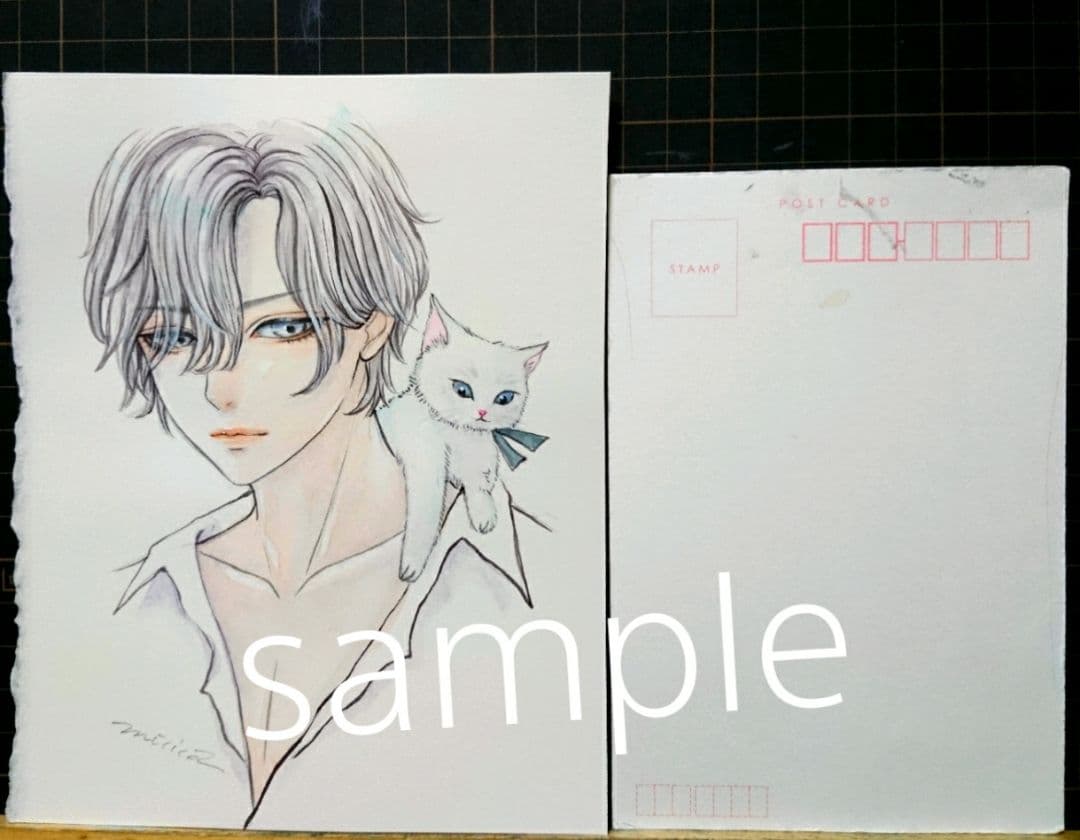 ポストカード  手描きイラスト《 白い恋人 》オリジナル