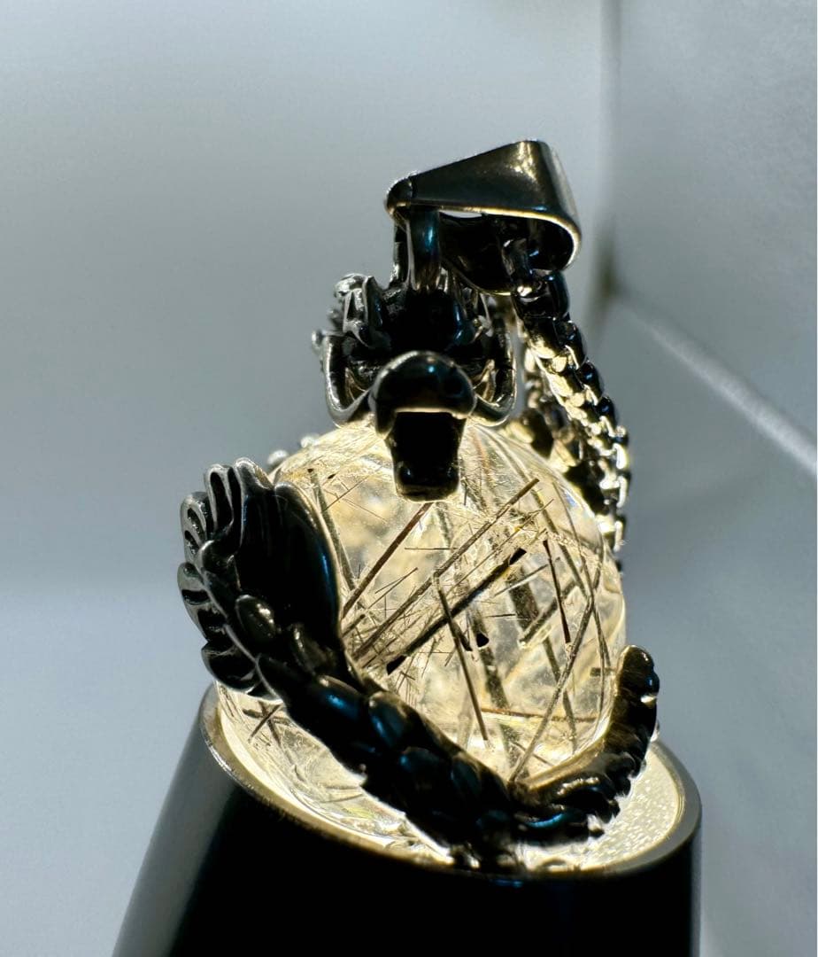 怪蟲伝闘さん専用】ブラックルチル ペンダントトップ 虹あり S925