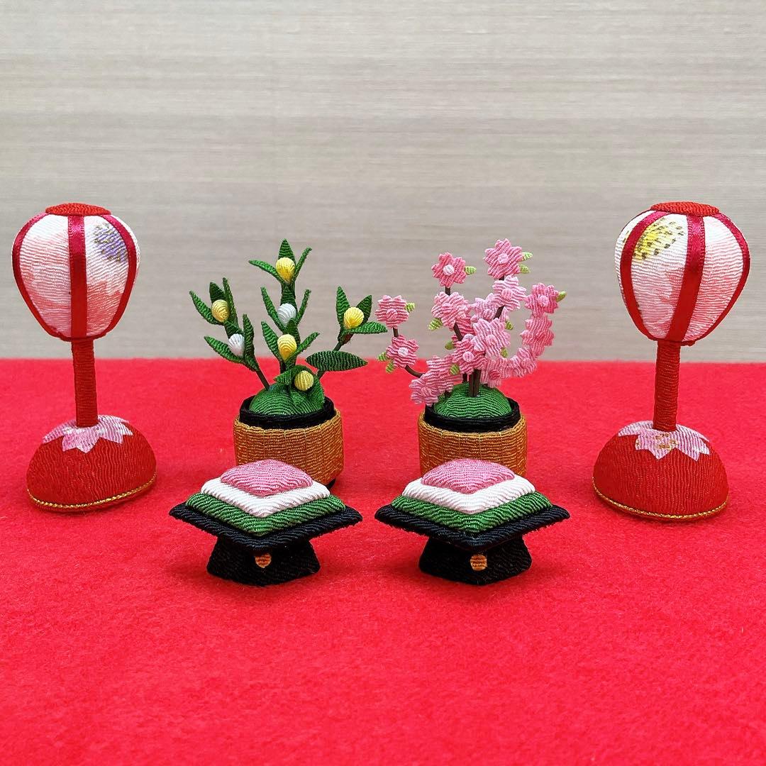 雛飾り小道具【桜ぼんぼり小＆桜橘＆菱餅】お雛様 雛人形 ちりめん細工
