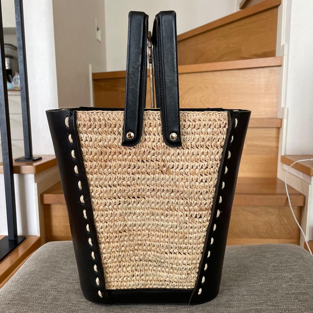 LUDLOWラドロー ヌメ×ラフィア バケツバスケット バッグ