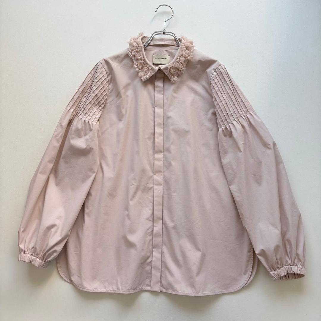 【ユナイテッドアローズ】ブラウス　チュールカラー 2WAY　ライトピンク　F チュールカラー 2WAY ブラウス