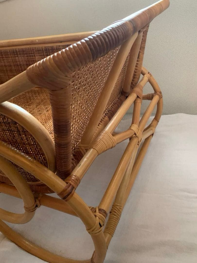 ベビーベッド籐ラタンゆりかご送料込ベビーベットクーファン