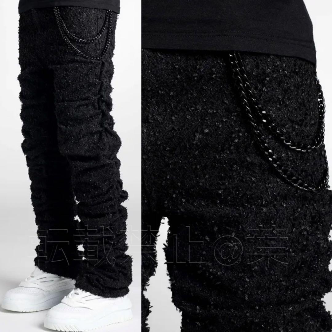 GUAPI グアピ オールブラック スーパースタックチェーンデニム 新品 28