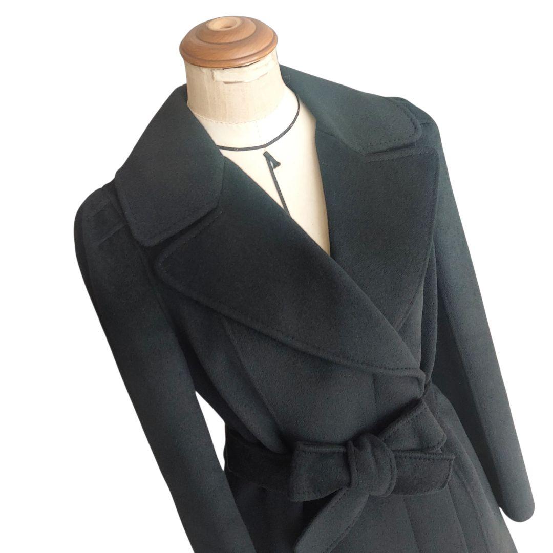 美品✨EPOCA アンゴラカシミヤウールコート 40 ベルト Aライン 黒