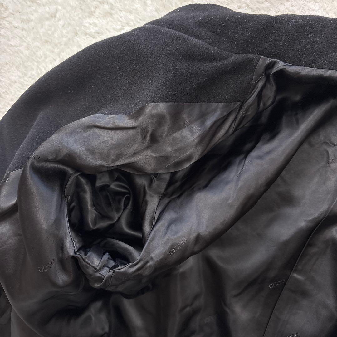 GUCCI グッチ アンゴラウールピーコート ヴィンテージ ブラック 金釦