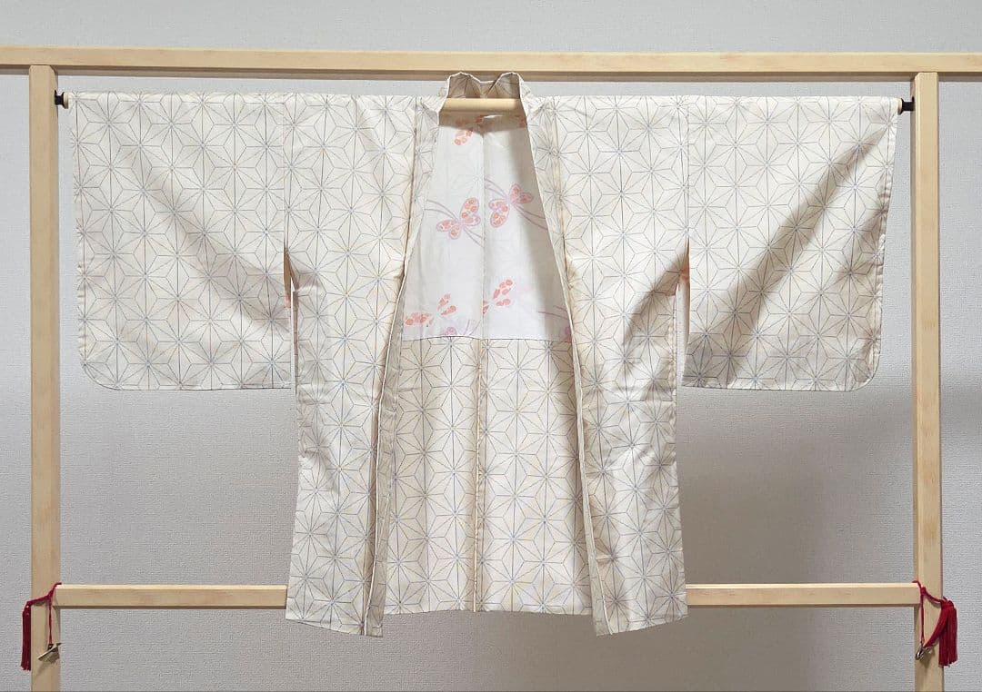 C◇着物くつろぎ 白大島紬 アンサンブル 着物羽織セット 麻の葉 袷