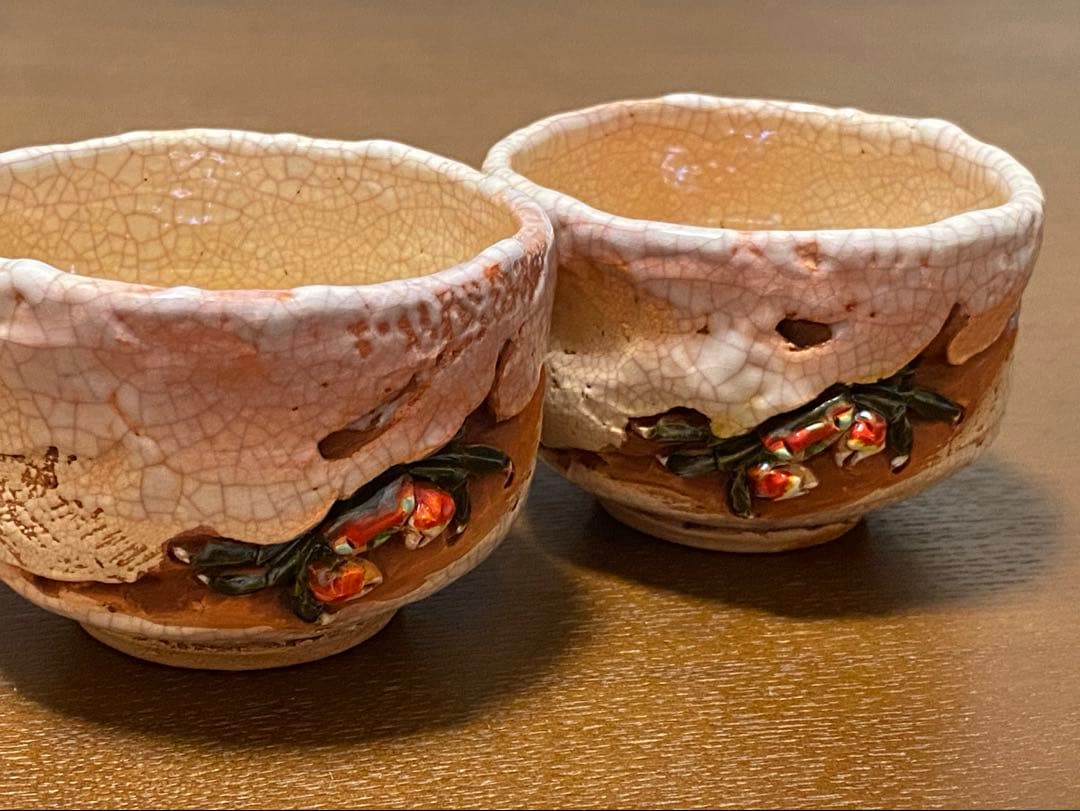 希少！新品未使用】楽山焼 天神蟹煎茶器揃6点セット 急須 湯呑み 蟹