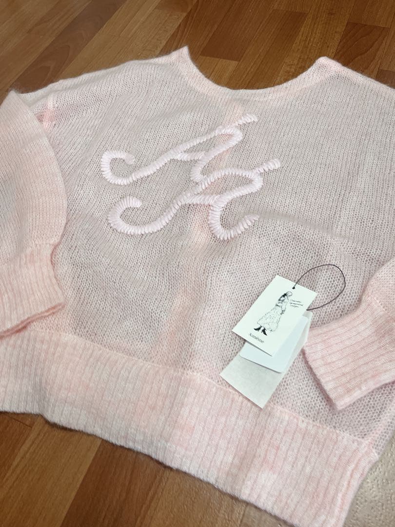 シアーモヘヤロゴ刺繍カーディガン エメイン aimeine - メルカリ