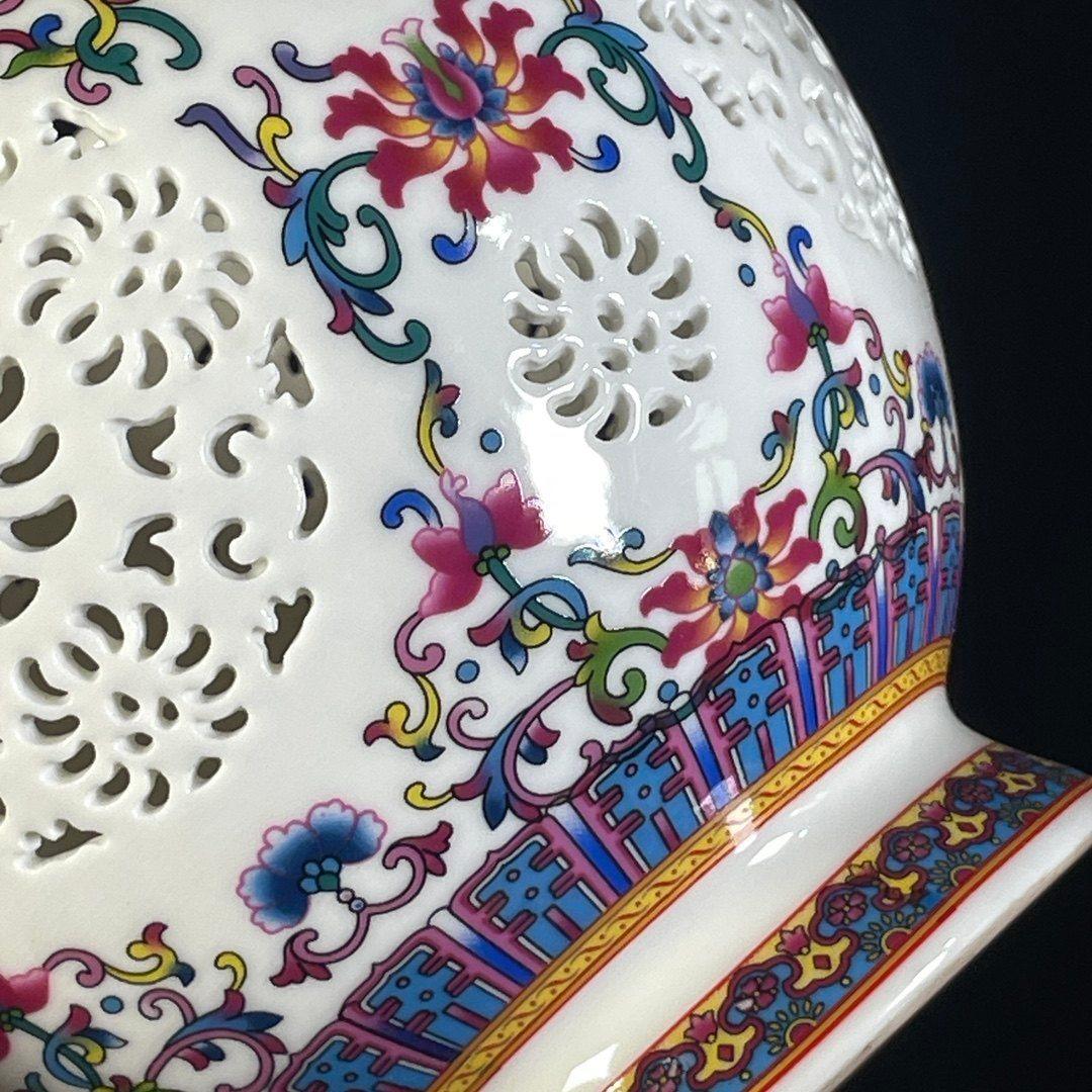 パステル嬉しく中空転心瓶 景徳鎮 陶磁器 装飾品 現代工芸品 美術品