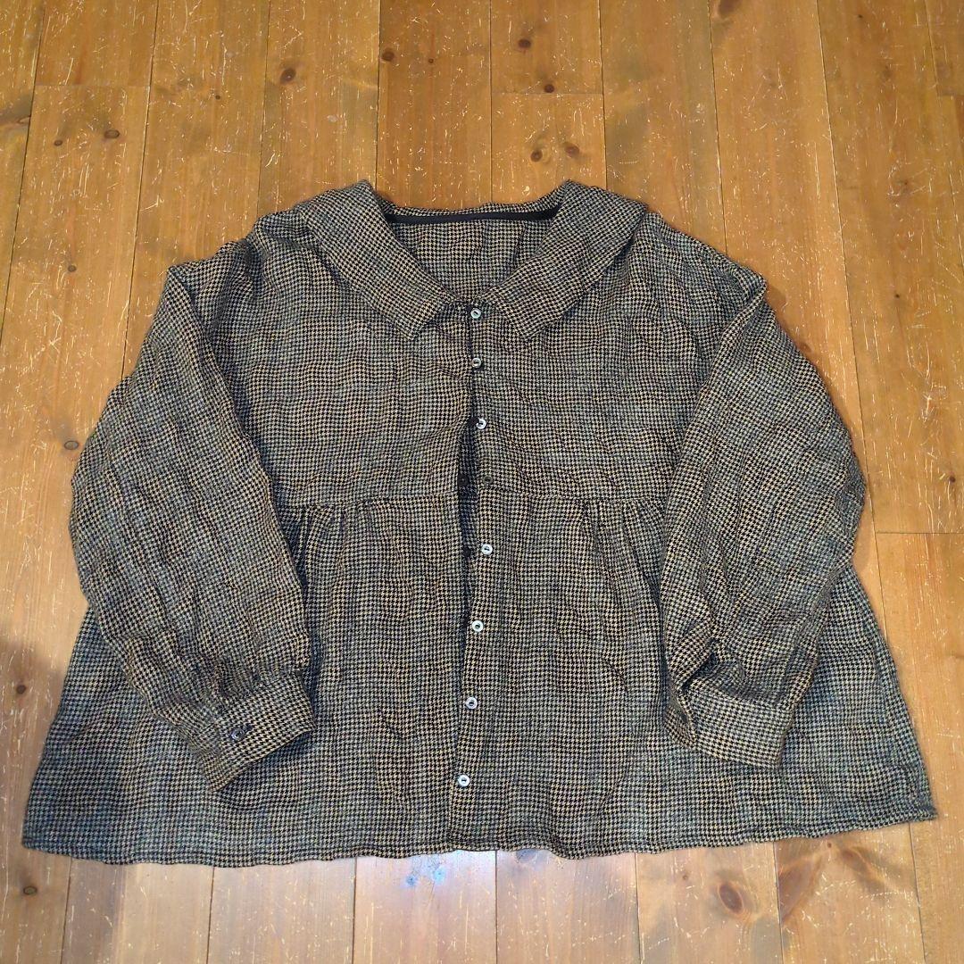 ネストローブ nest robe ウールコットンチェックブラウスパンツセット