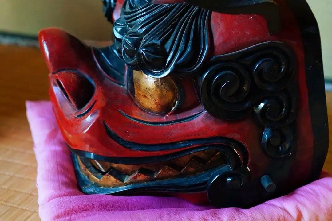 時代物 【一尺 獅子頭 ②】 木彫 獅子舞 民藝 骨董品 古道具 - メルカリ