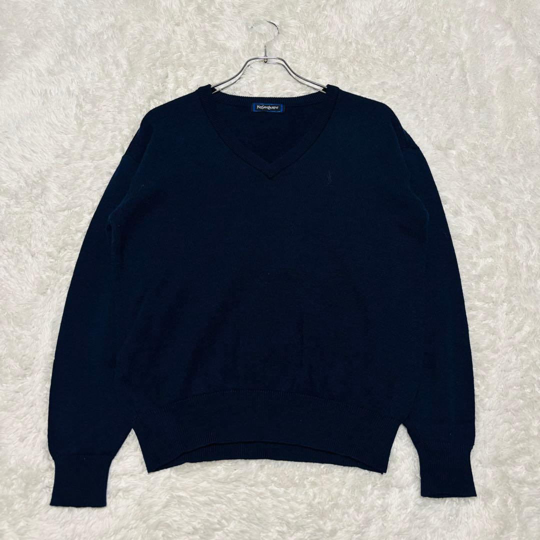 90's イヴ サンローラン カサンドラロゴ YSLロゴ ニット セーター M