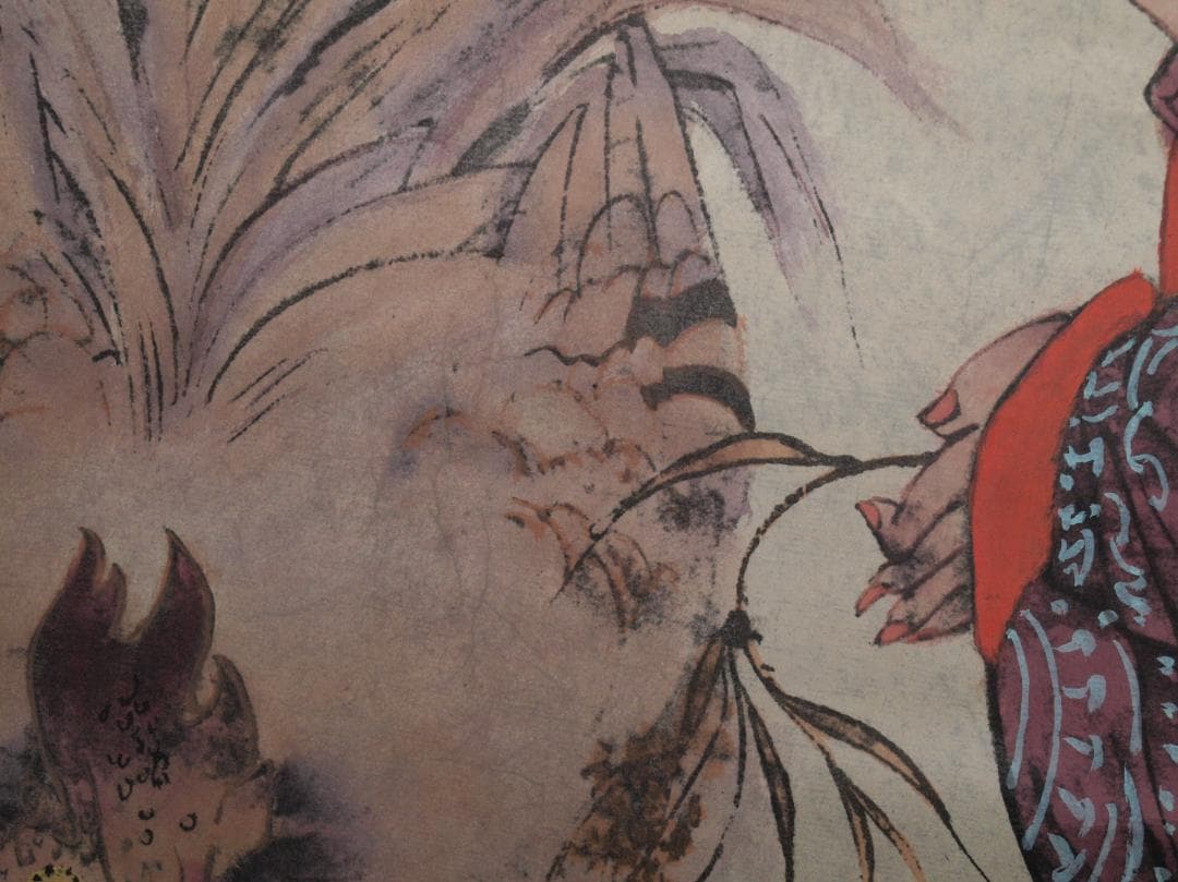 中国近代 潘功青作 肉筆絵 激安骨董品 掛け軸 古美術 AK2164A9-2