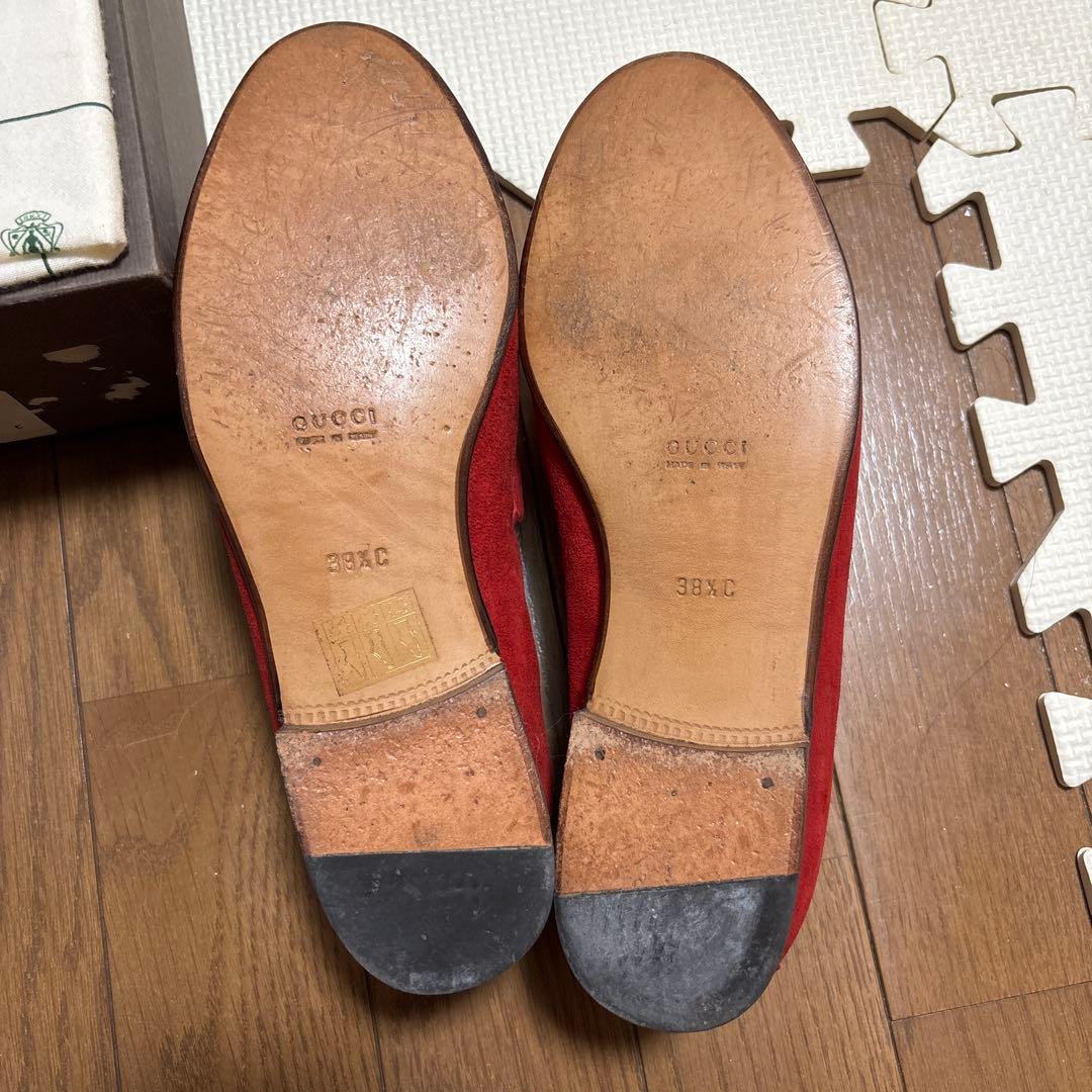 グッチ　GUCCI ローファー　赤　スウェード　38.5C 24.5センチ