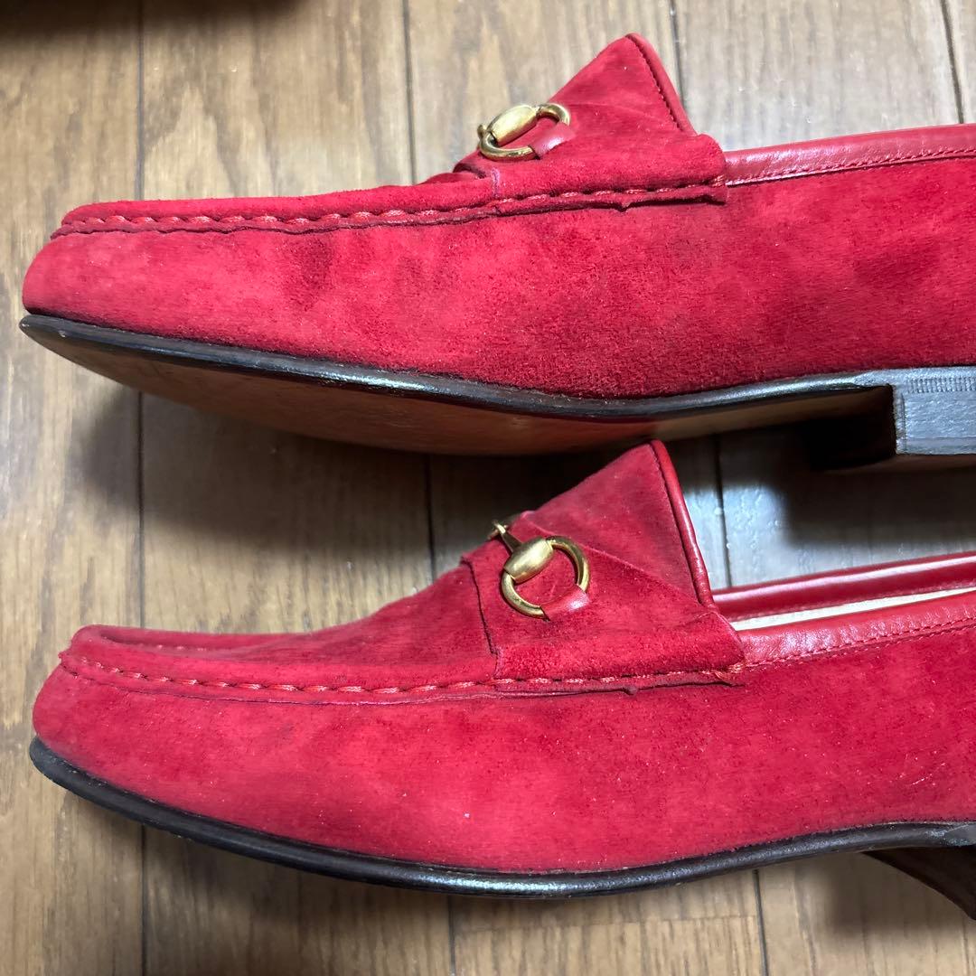 グッチ　GUCCI ローファー　赤　スウェード　38.5C 24.5センチ