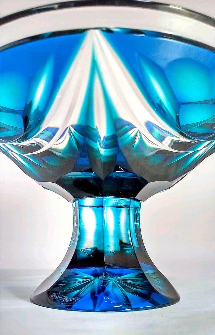 希少！【新品未使用】薩摩ガラス工芸 島津薩摩切子 二色被せ切子高杯