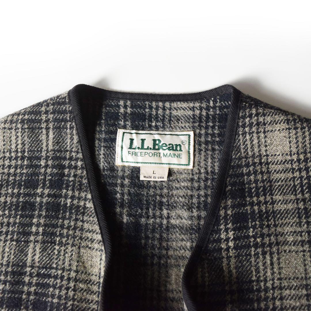 80s 90s LLBean ウール オンブレ ベスト ブラック L usa製 - メルカリ