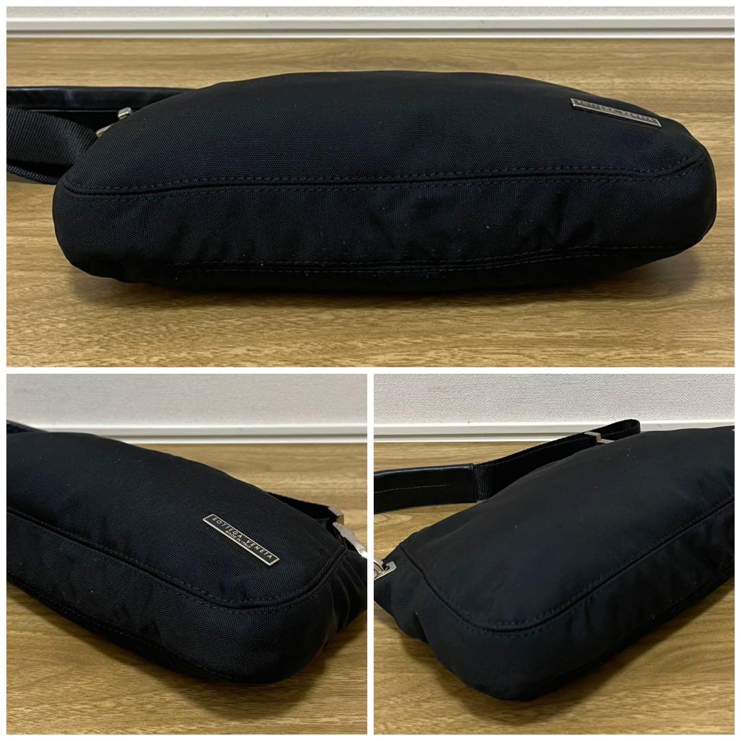 《美品》ボッテガヴェネタ ナイロン×レザー セミショルダーバッグ ブラック 黒