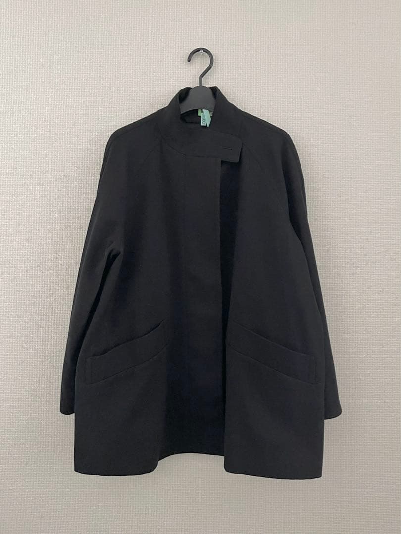 美品2023マーガレットハウエル ミルドウールコート スタンドカラー 黒