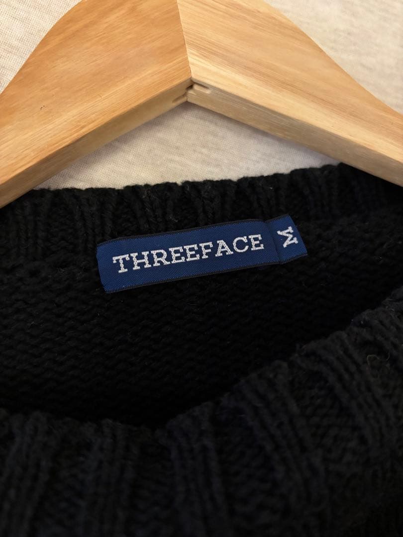 THREEFACE ブラックコットンニットセーター M - トップスどこで 買える か