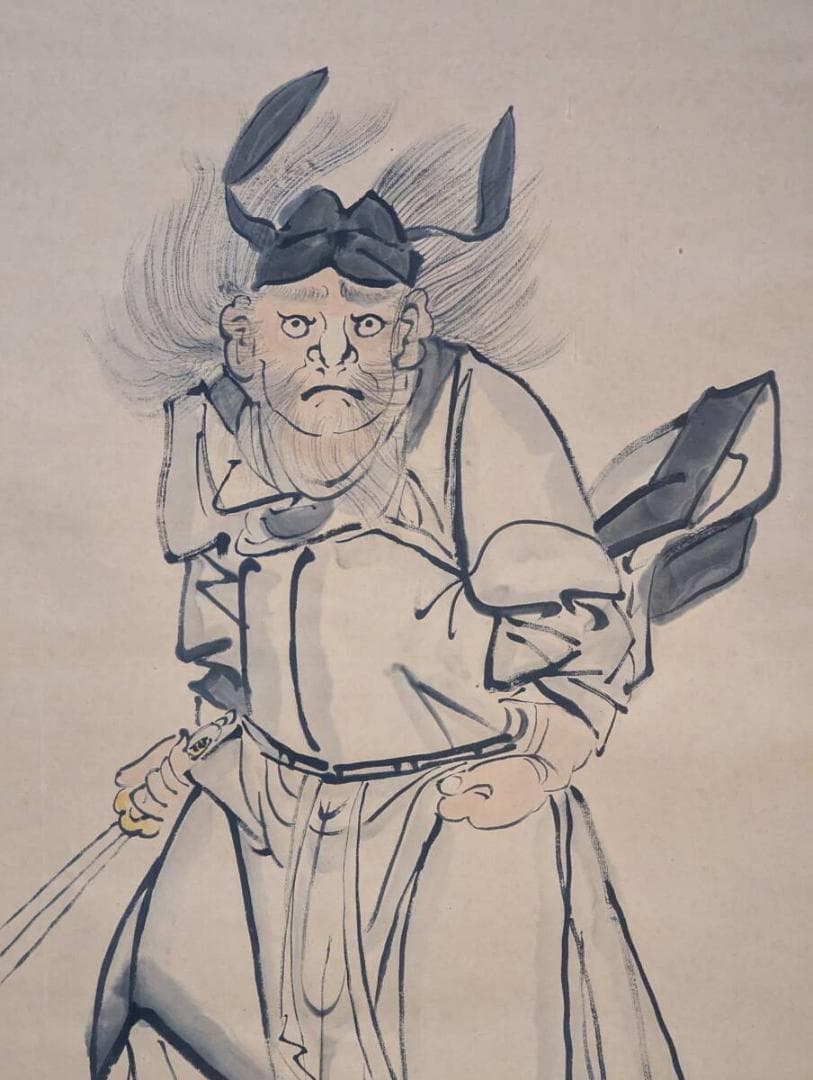 真作】掛軸 魔除けの武神像 勇壮なる鍾馗図 墨彩一幅 U160 - メルカリ