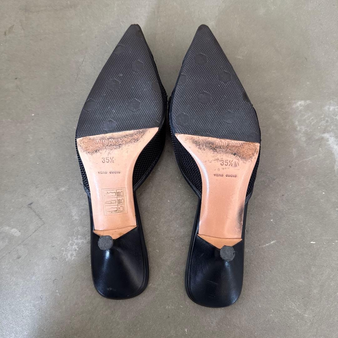 MiuMiu ミュウミュウ archive パンプス ミュール レザーフラワー